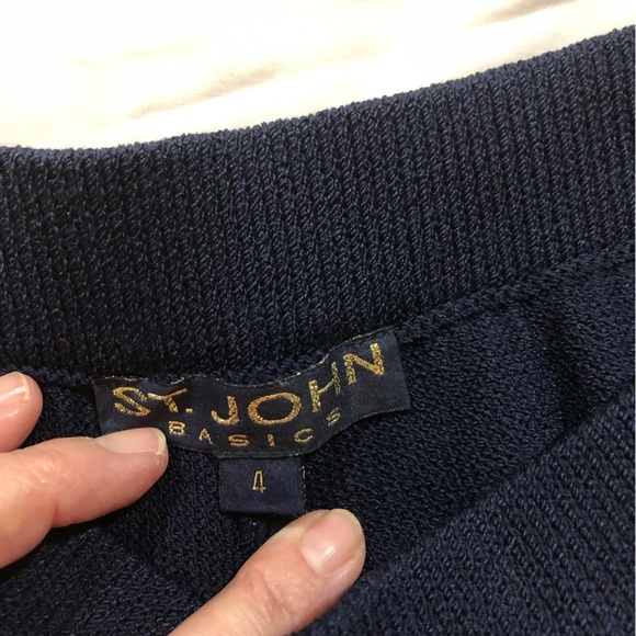 St.John Santana Knit Jacket and Pant Suit Navy Blue, Red Trim Sz 4 Vintage - Picture 7 of 10